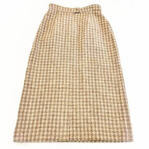 Hucke Virgin Wool Boucle Pencil Skirt Below Knee Brown Tweed Size 38 Germany